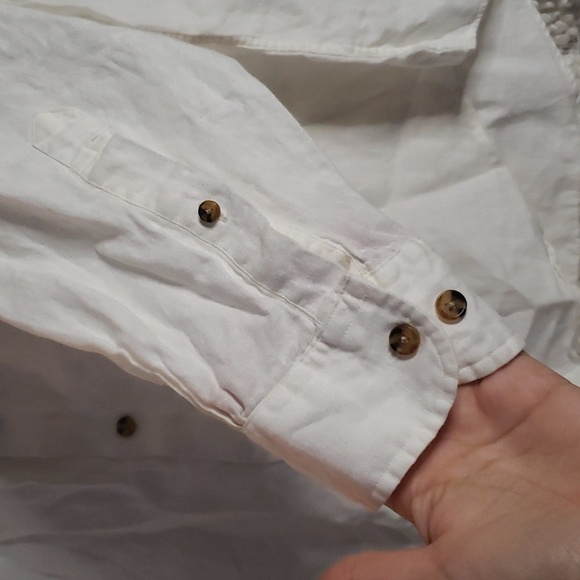 Brooks brothers traditional fit irish linen white large long sleeve button down - Picture 2 of 7